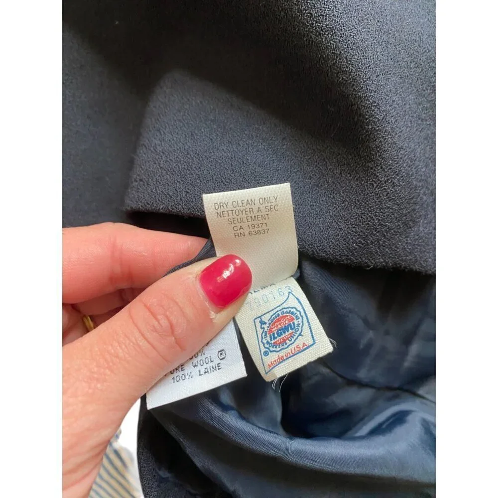 Vintage Anne Klein 100% Wool Double Breasted Blazer Size 14